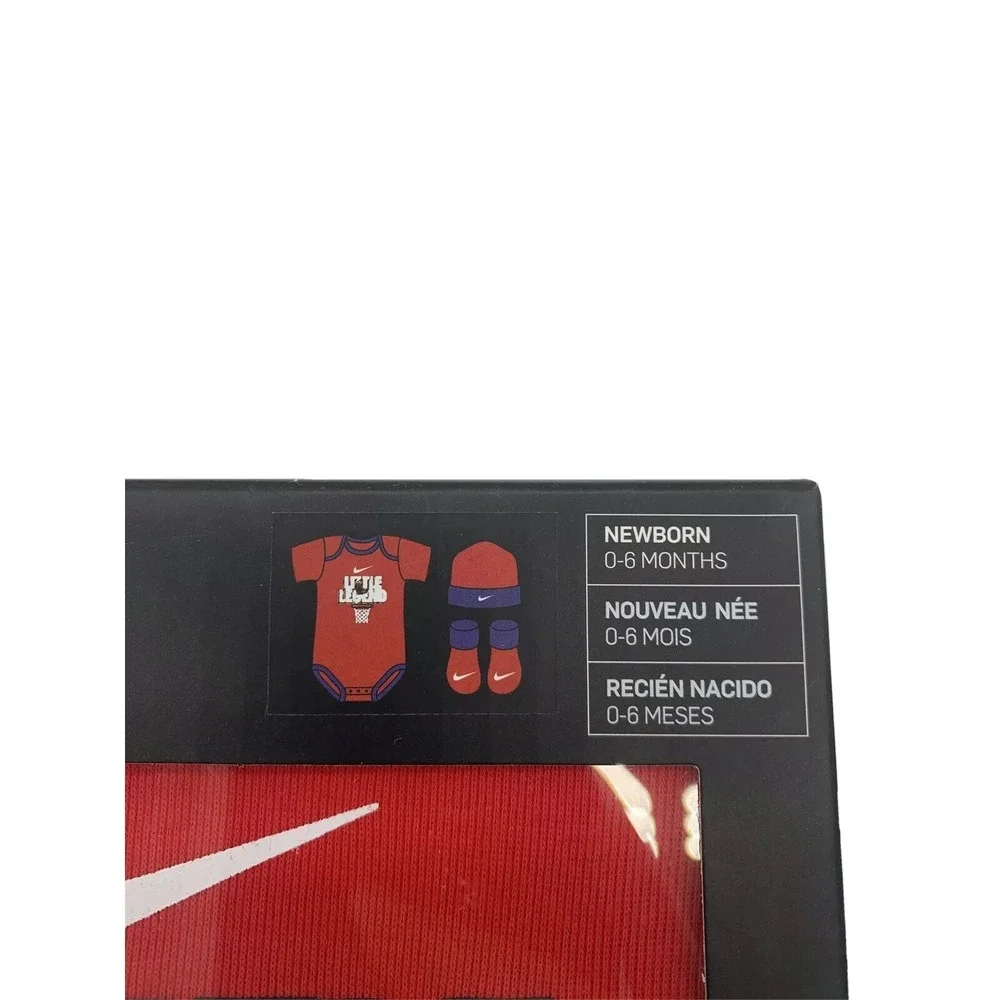 Nike Baby Gift 3 Piece Set 0-6 M Hat, Booties, Bodysuit Little Legend Basketball